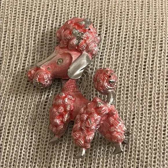Vintage Pink French Poodle Dog Brooch - Pin Silver-tone Pink Accents - Picture 13 of 16